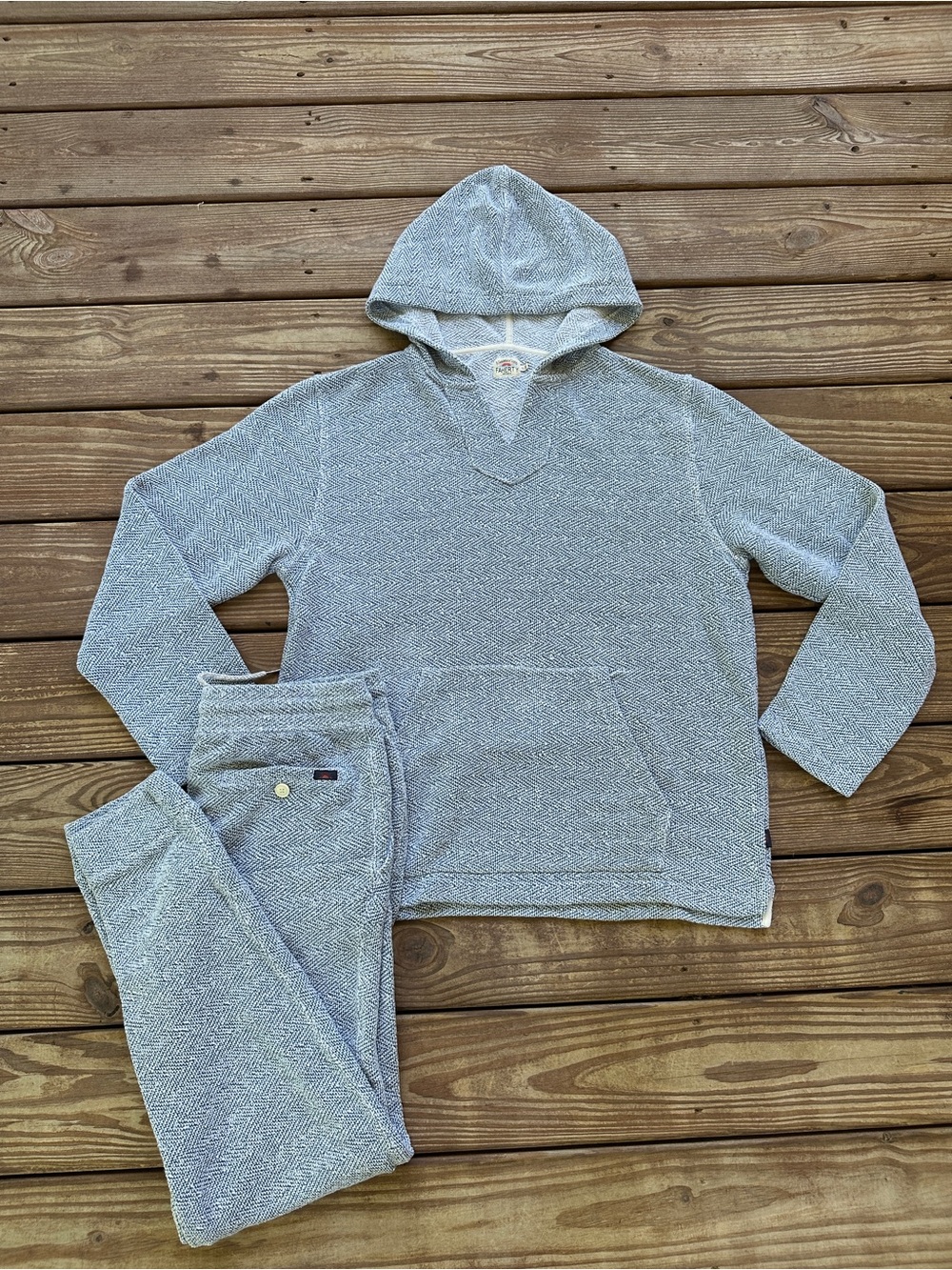 Faherty Baja Hoodie Gray  Beach Pullover Kangaroo Pocket XL